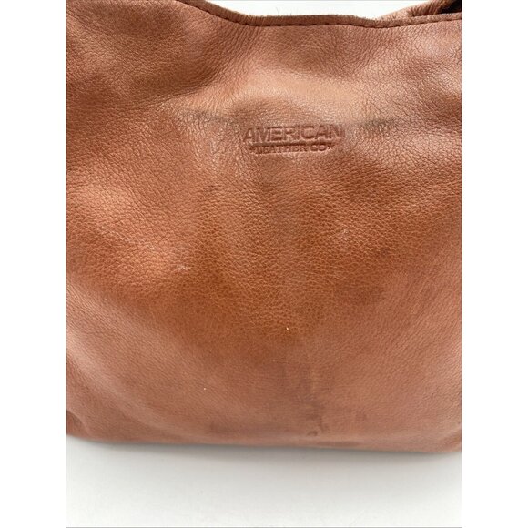 American Leather Co Handbag Bag Soft Slouchy Brown Double Strap Purse Zipper - Picture 2 of 14
